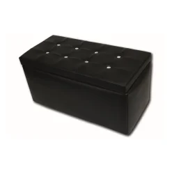 Pouf contenitore salvaspazio in ecopelle 90x45x45h cm nero - Felicita