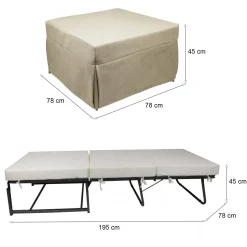 Pouf cubico beige 78x78x45h cm - letto Arno