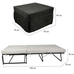 Pouf cubico grigio 78x78x45h cm - letto Arno