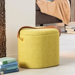 Pouf Giallo Materiale Struttura in Tessuto 42x36x30h cm, - Marmi