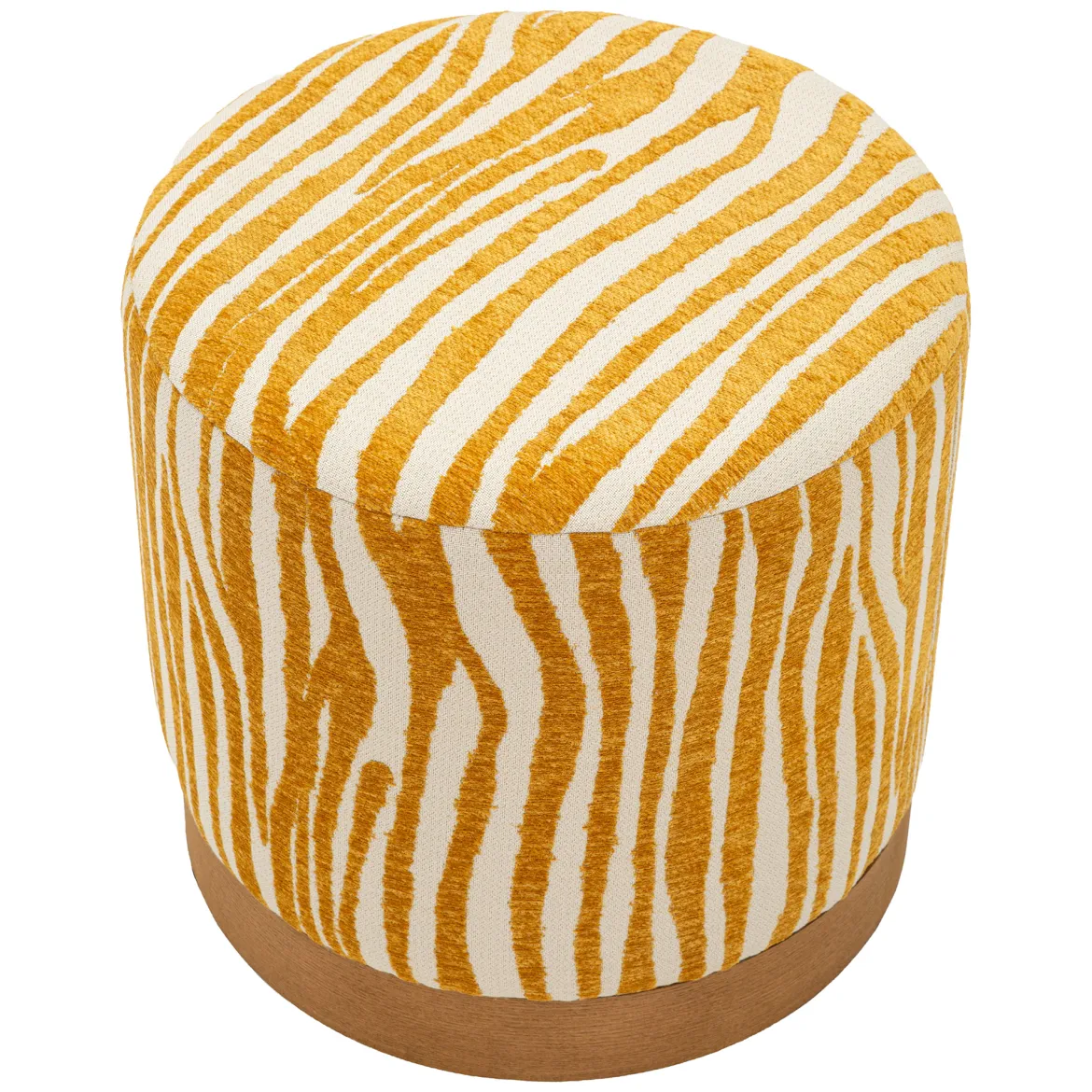 Pouf Giallo Senape oro Effetto Zebrato Forma Rotondo 41x42x41h cm, Colore Struttura oro - Faleli