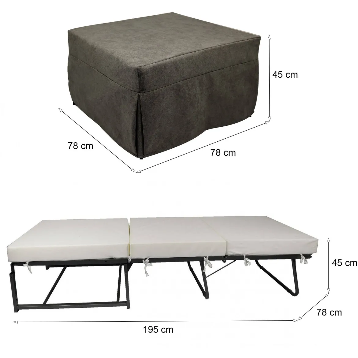 Pouf quadrato marrone 78x78x45h cm - letto Arno