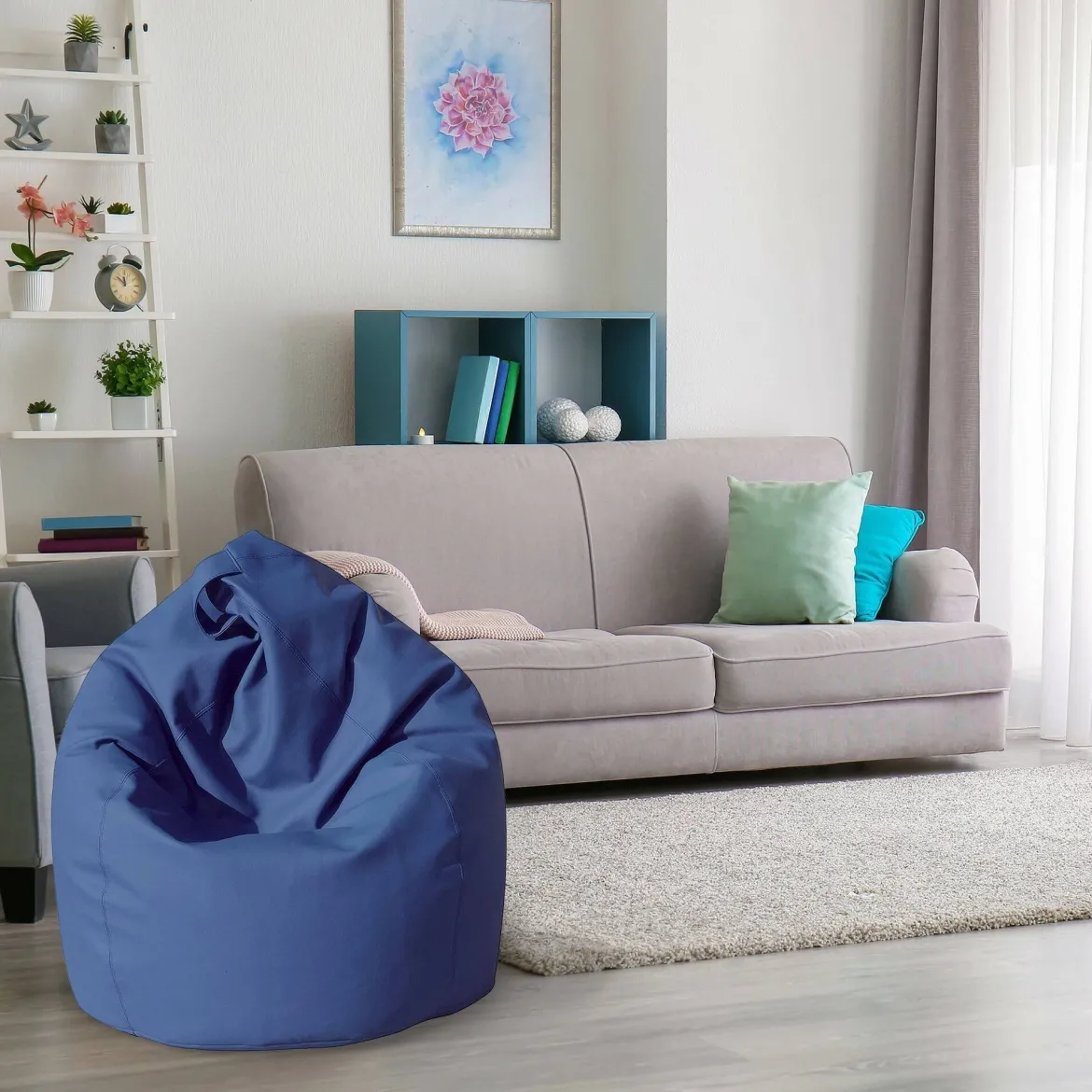 Pouf sacco blu 70x70x110h cm - Azelia