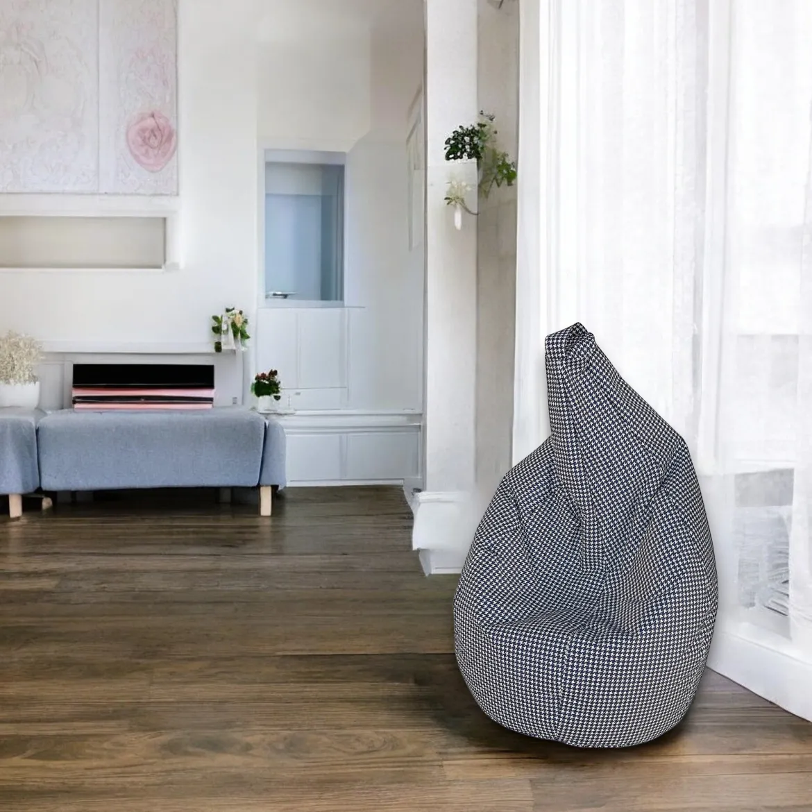 Pouf sacco nero e bianco 80x80x120h cm - Maristella