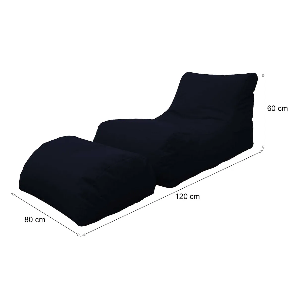 Pouf sacco nero 120x80x60h cm - Alton