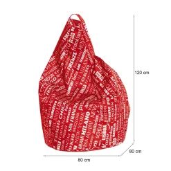 Pouf sacco rosso e bianco 80x80x120h cm - Marisa