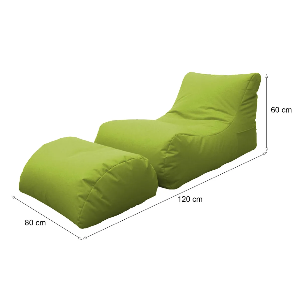 Pouf sacco verde 120x80x60h cm - Alton