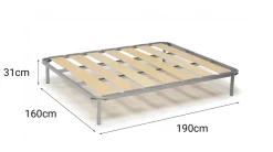Rete letto matrimoniale Dabatt, 100% Made in Italy, Cm 160x190h31
