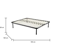 Rete letto matrimoniale Pesci, 100% Made in Italy, 160x190h30 cm