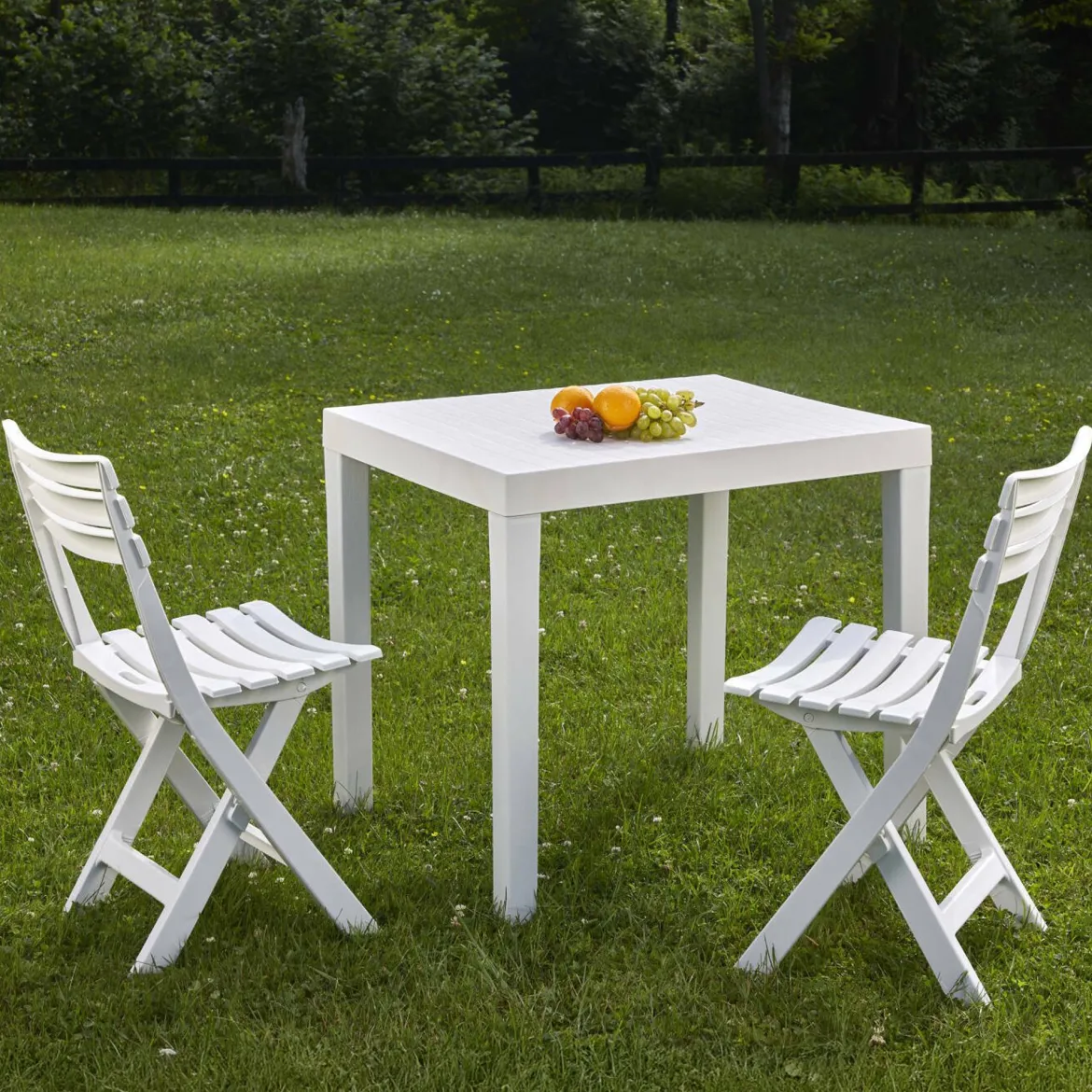 Salotto da esterno economico 2 sedie e tavolo bianco - Altar