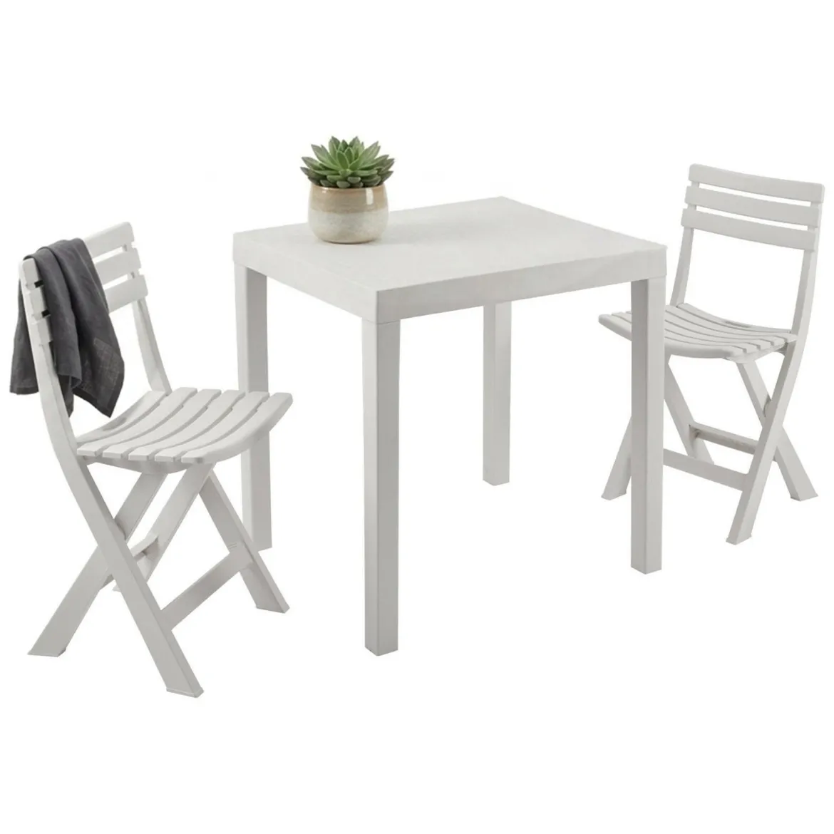 Salotto da esterno economico 2 sedie e tavolo bianco - Altar