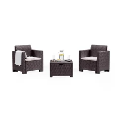 Salotto da esterno poltrone effetto rattan marrone - Apis