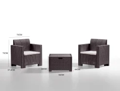 Salotto da esterno poltrone effetto rattan marrone - Apis