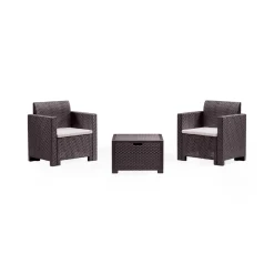 Salotto da esterno poltrone effetto rattan marrone - Apis