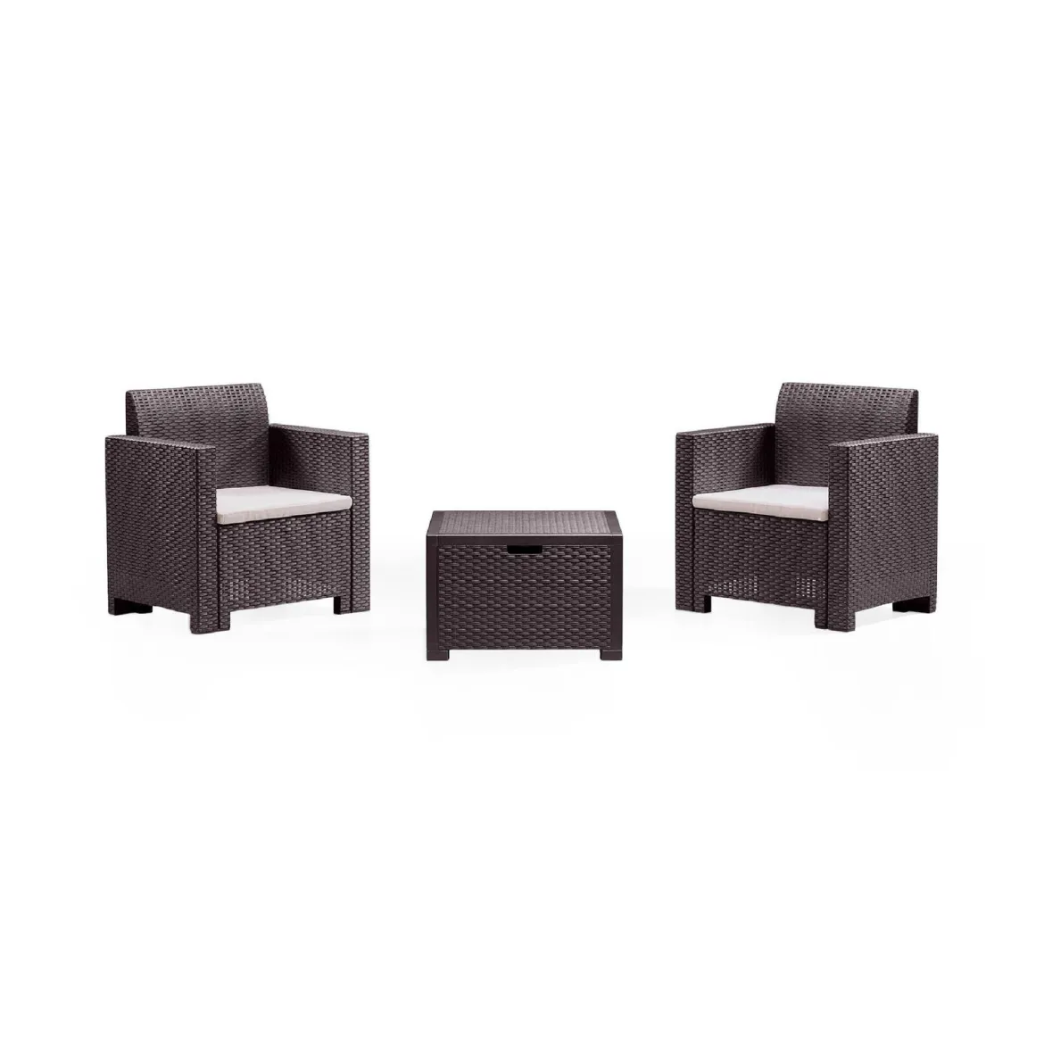 Salotto da esterno poltrone effetto rattan marrone - Apis