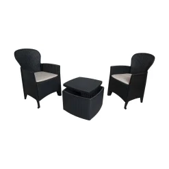 Salotto da esterno 2 poltrone 1 tavolino contenitore antracite - Anny