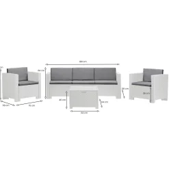 Salotto da esterno 5 posti e 1 tavolo effetto rattan bianco - Somnus