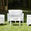 Salotto da giardino 1 divano 2 poltrone e tavolino bianco - Alesandro