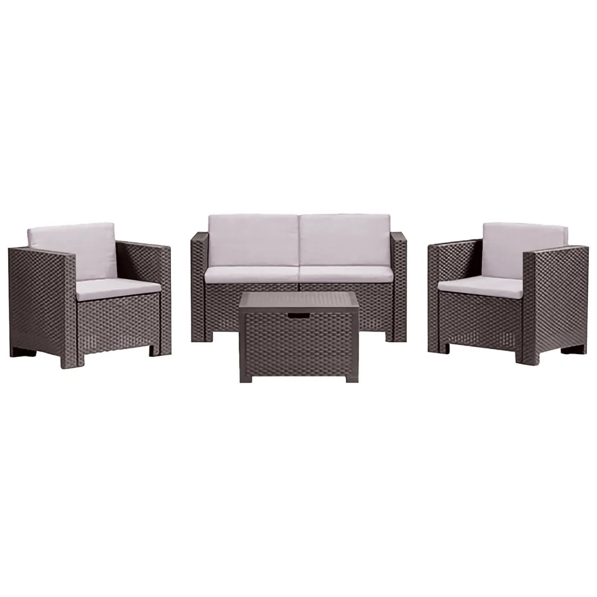 Salotto da giardino poltrone e divano effetto rattan marrone - Camisano