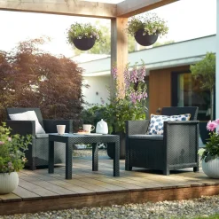 Salotto da giardino 2 posti e 1 tavolo antracite - Petawawa