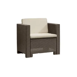 Salotto da giardino 2 posti e 1 tavolo effetto rattan marrone - Camini