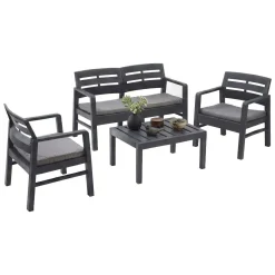 Salotto da giardino 4 posti e 1 tavolo antracite - Camisano