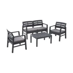 Salotto da giardino 4 posti e 1 tavolo antracite - Camisano