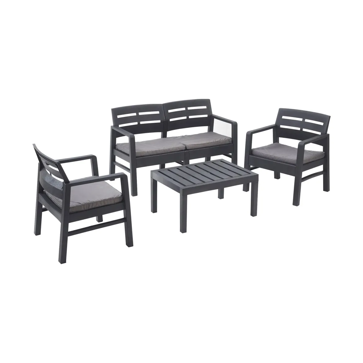 Salotto da giardino 4 posti e 1 tavolo antracite - Camisano