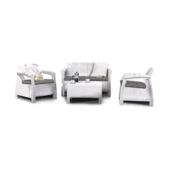 Salotto da terrazza con poltrone e divano bianco - Nelson