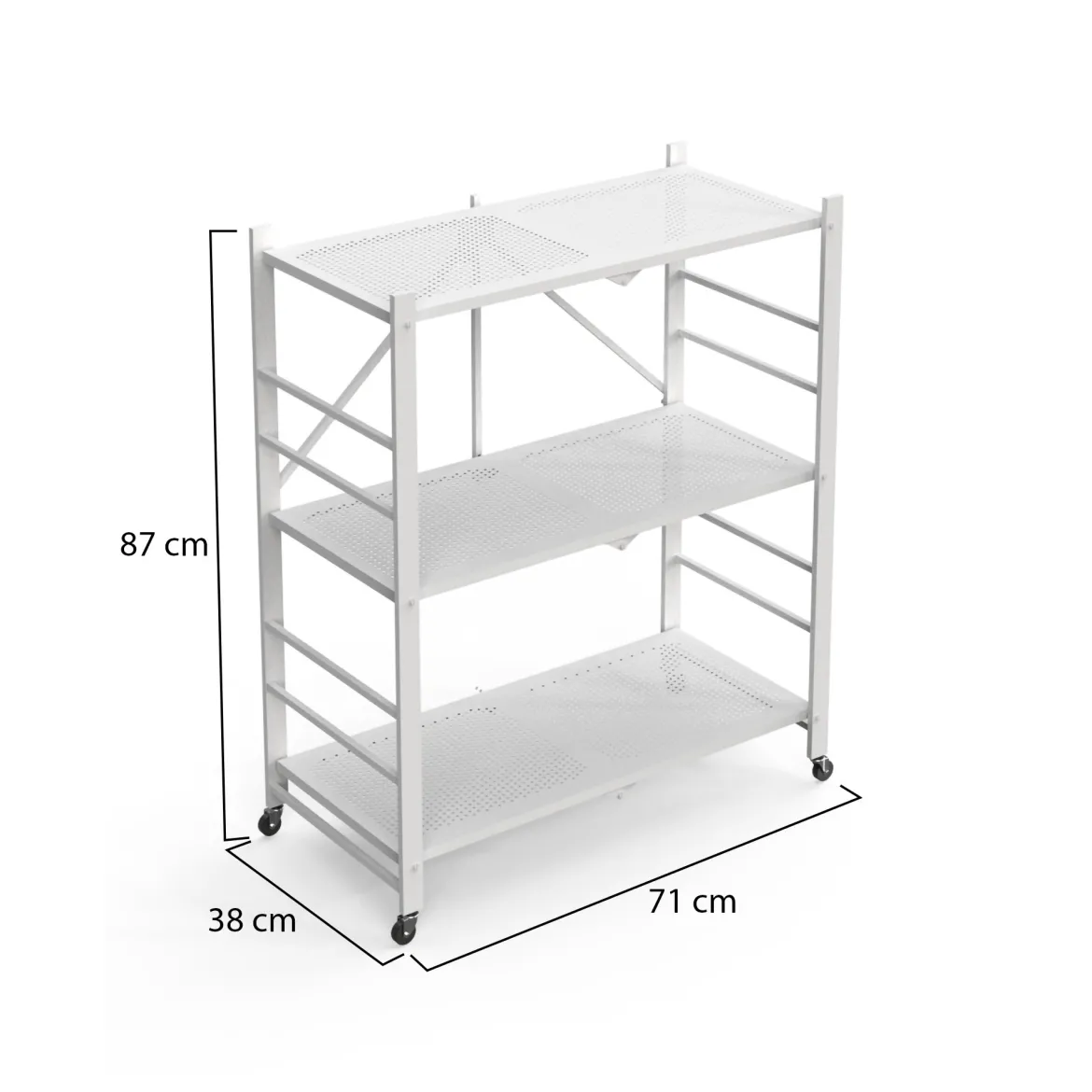 Scaffali Bianco Ruote 3 Ripiani, Peso Supportato 40 kg - Cossato