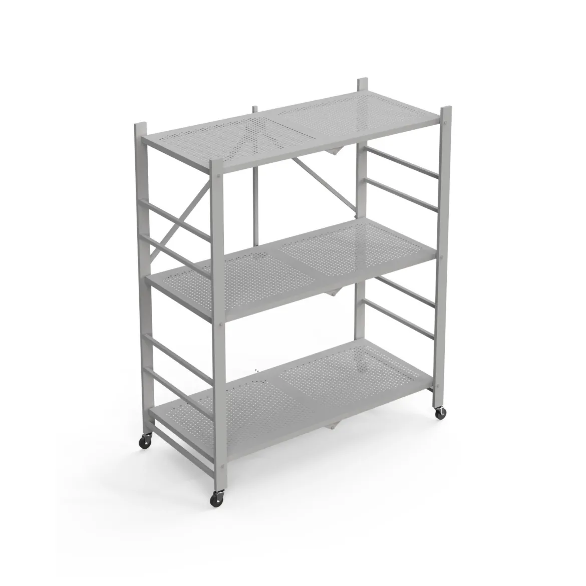 Scaffali Grigio Ruote 3 Ripiani, Peso Supportato 40 kg - Cossato