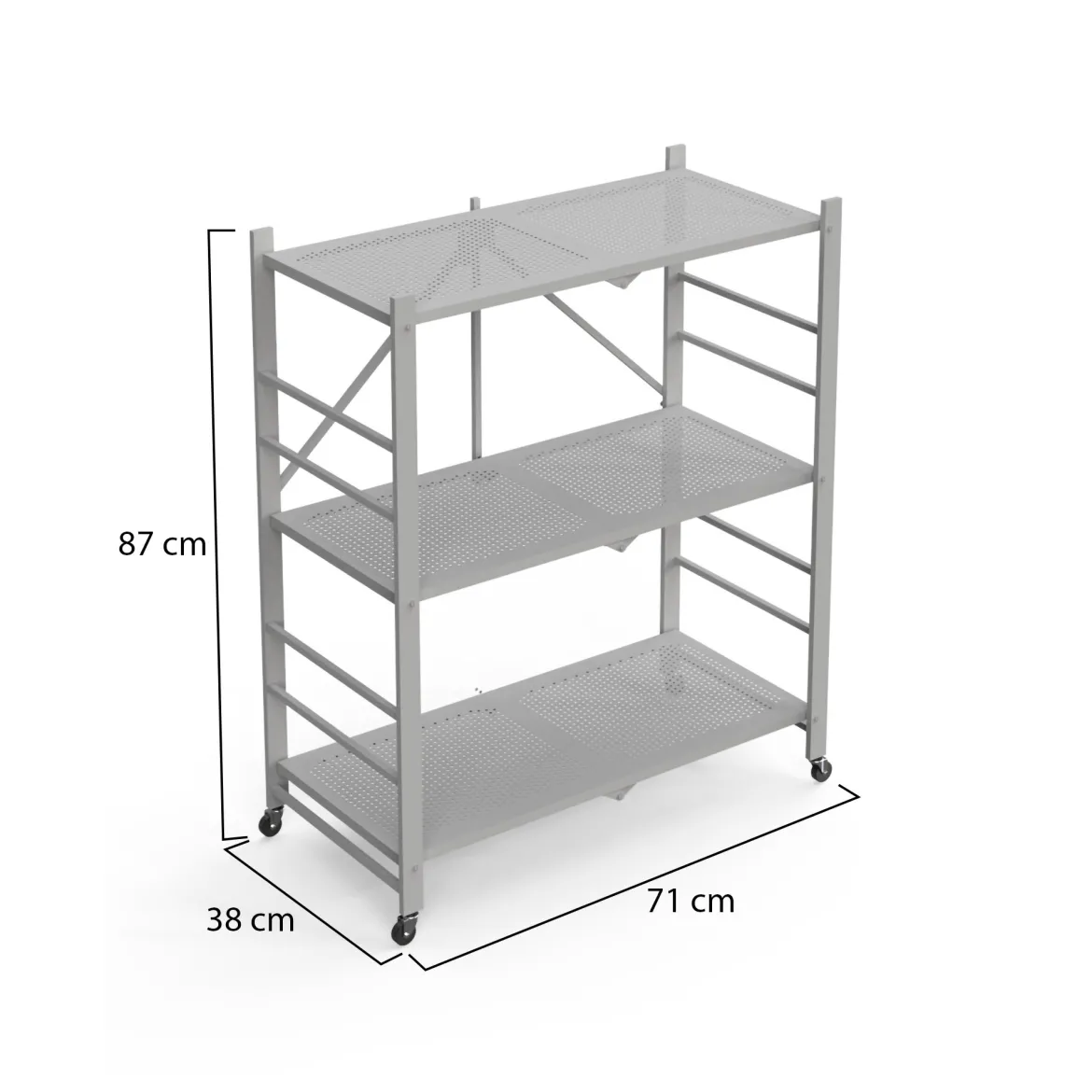Scaffali Grigio Ruote 3 Ripiani, Peso Supportato 40 kg - Cossato