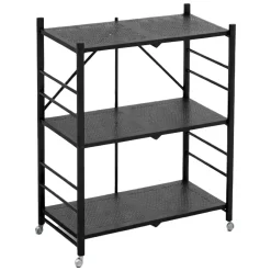 Scaffali Nero Antracite 3 Ripiani Ruote 71x38x87h cm, Richiudibile - Cossato