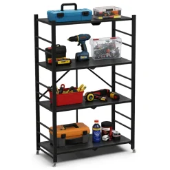 Scaffali Nero Antracite 5 Ripiani Richiudibile 71x38x156h cm, Peso Supportato 40 kg - Minori