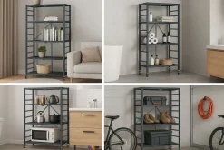 Scaffali Nero 5 Ripiani Peso Supportato 40 kg, - Minori