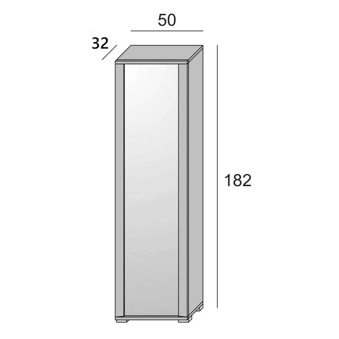 Scarpiera alta bianca 50x182h cm anta a specchio - Asiago