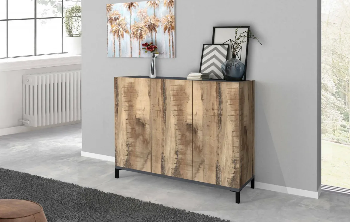 Scarpiera 3 ante acero e ardesia 120x80h cm - Modesta