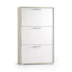 Scarpiera 3 ante bianca e rovere 67x112h cm - Axinite