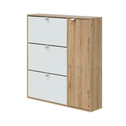 Scarpiera 4 ante bianca e rovere 105x112h cm - Anuk