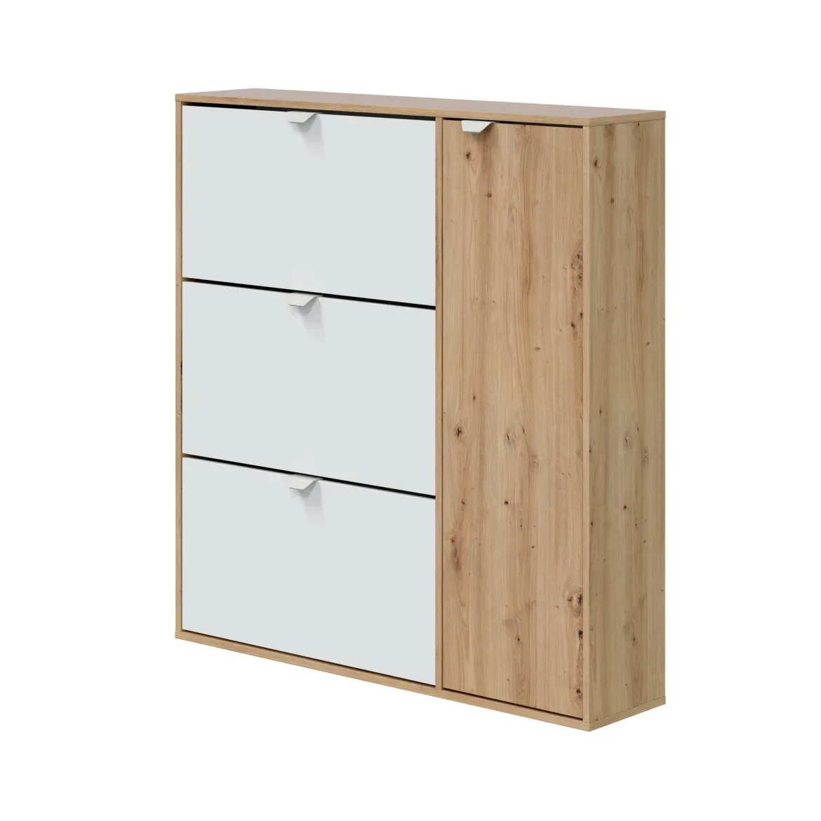 Scarpiera 4 ante bianca e rovere 105x112h cm - Anuk