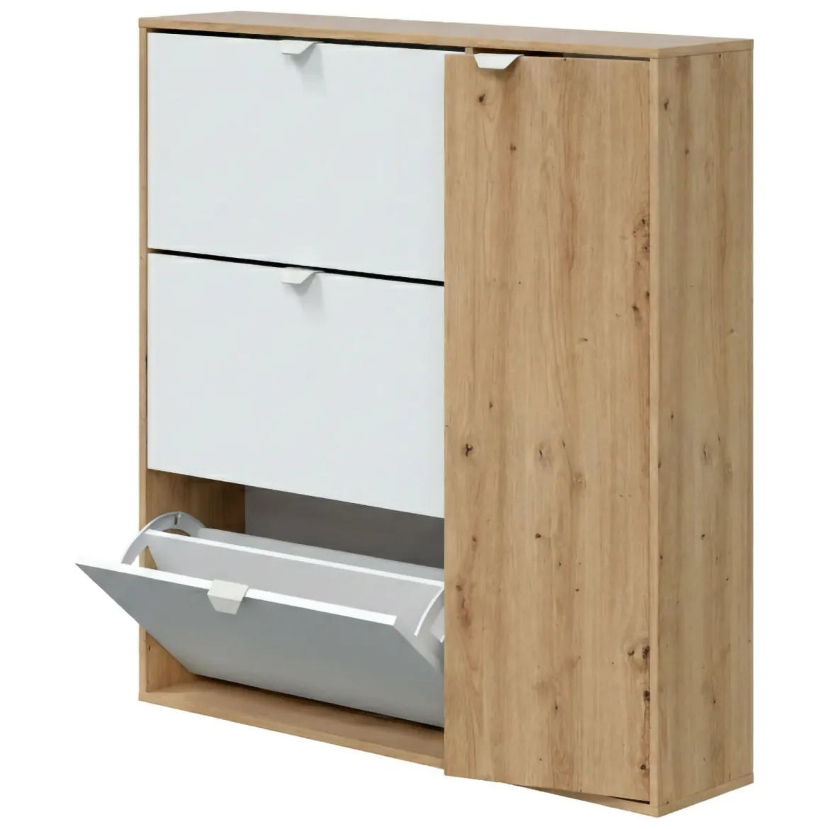 Scarpiera 4 ante bianca e rovere 105x112h cm - Anuk