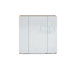 Scarpiera 3 ante bianca lucida e rovere 116x115h cm - Arrone