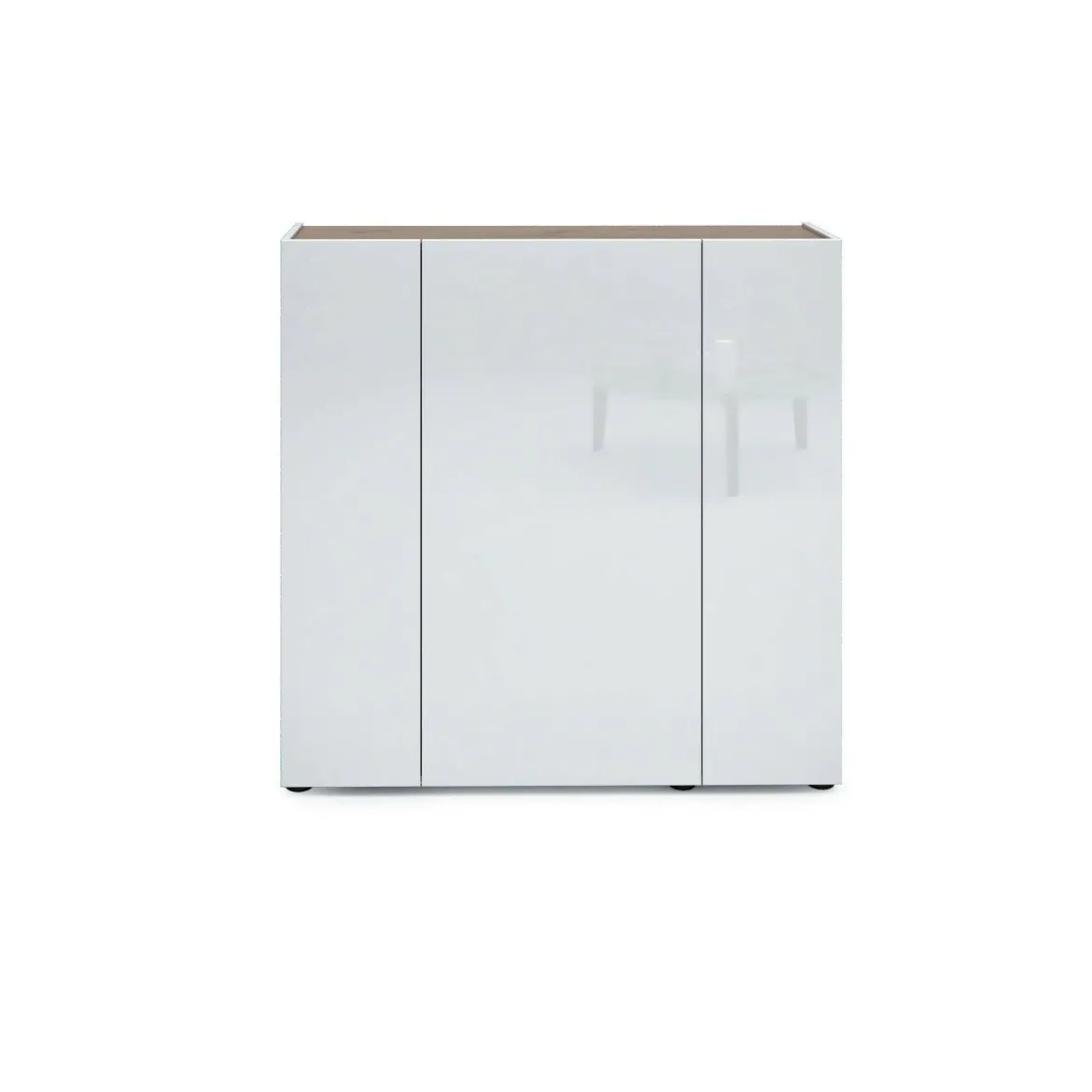Scarpiera 3 ante bianca lucida e rovere 116x115h cm - Arrone