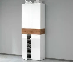 Scarpiera 5 ante bianca lucida e rovere 76x200h cm - Asklol