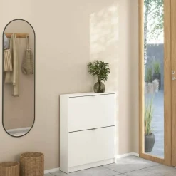 Scarpiera 2 ante bianca 70x85h cm 6 paia - Turchese