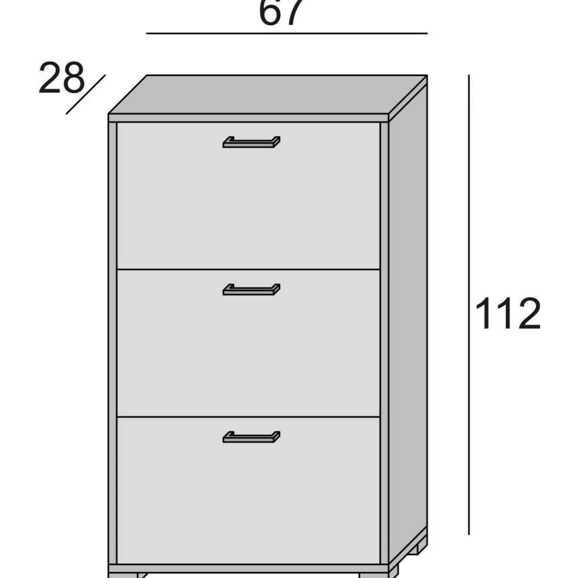 Scarpiera 3 ante cemento e azzurra 67x112h cm - Axinite