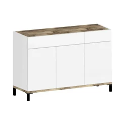 Scarpiera 3 ante e 2 cassetti bianca lucida e ardesia 120x80h cm - Syria