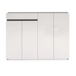 Scarpiera 4 ante e 1 cassetto bianca lucida e antracite 160x115h cm - Speranza