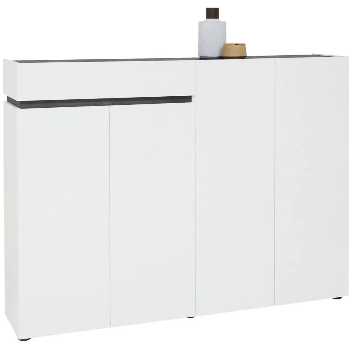 Scarpiera 4 ante e 1 cassetto bianca lucida e antracite 160x115h cm - Speranza