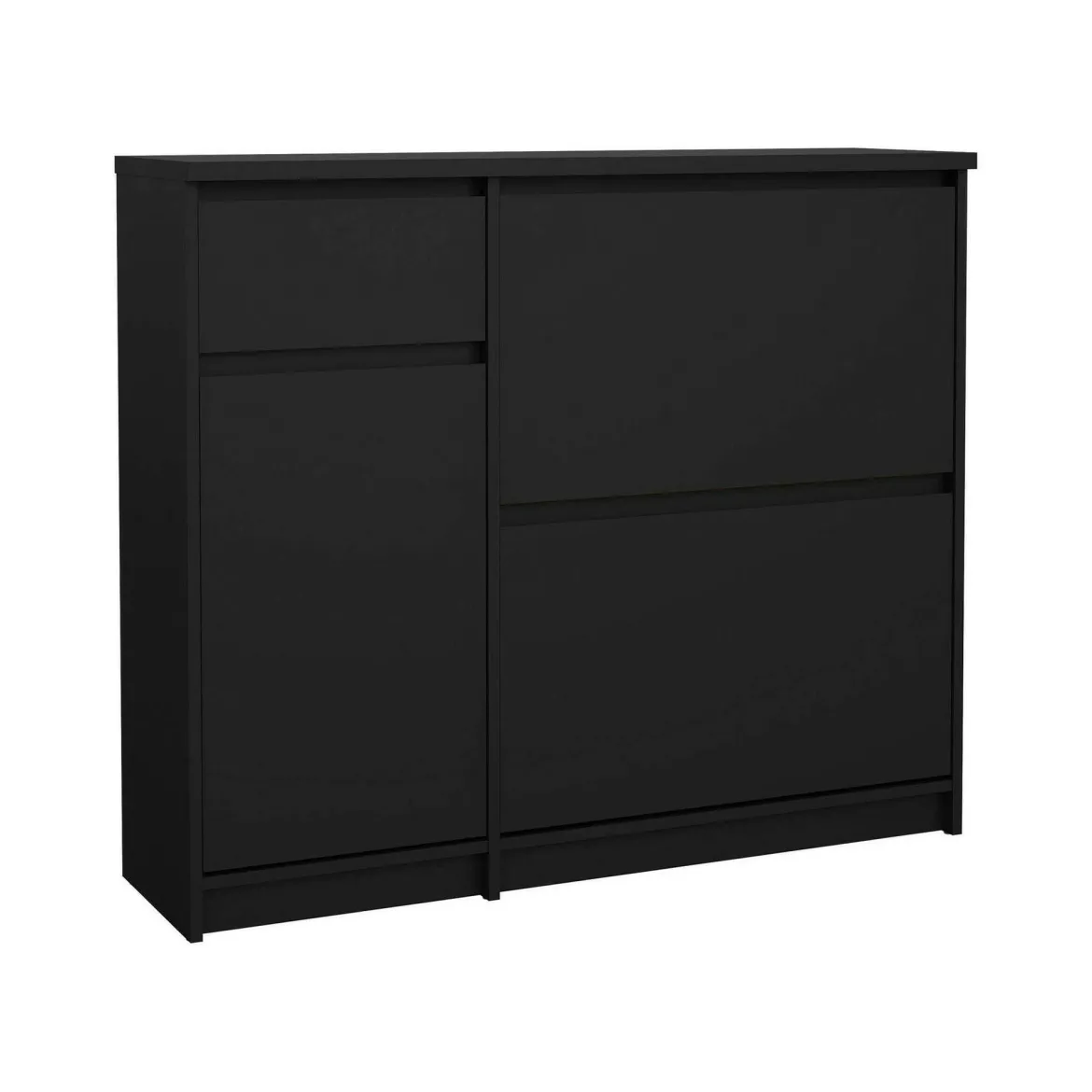 Scarpiera 3 ante e 1 cassetto nera 70x139h cm - Mandukhai